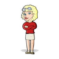cartoon woman with crossed arms and safety goggles N3