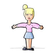 cartoon woman shrugging shoulders N186