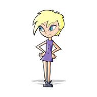 Cartoon Girl With Hands On Hips N12