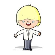 cartoon happy boy with open arms N7