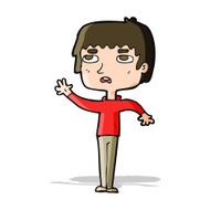 cartoton unhapy boy waving N8