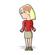cartoon clever woman shrugging shoulders N3