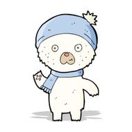 cartoon waving polar bear N19