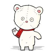 cartoon waving polar bear N20