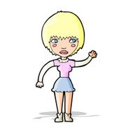cartoon waving woman N55