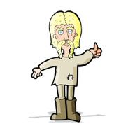 cartoon hippie man giving thumbs up symbol N4