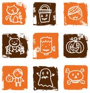 Halloween doodle block icons