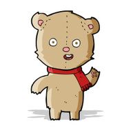 cartoon waving teddy bear with scarf N2
