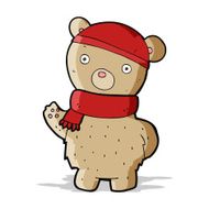 cartoon teddy bear in winter hat and scarf N4