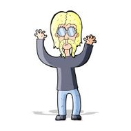cartoon hippie man waving arms N2