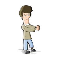 cartoon bored man showing the way N5