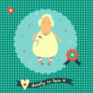 Romantic card with cute sheep N2