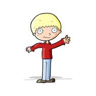 cartoon happy waving boy N7