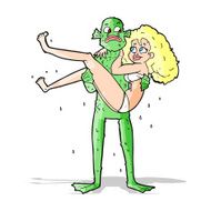 cartoon swamp monster carrying woman in bikini N5
