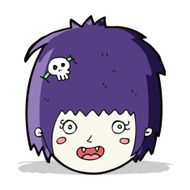 cartoon happy vampire girl face N4