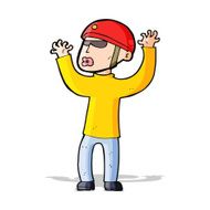 cartoon security man panicking N4