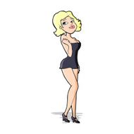 cartoon attractive woman in short dress N5