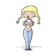 cartoon offended woman covering herself N4
