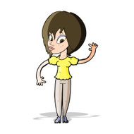 Cartoon Woman Waving N126
