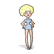 cartoon happy woman with hands on hips N6
