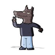 cartoon happy wolf man N7