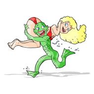 cartoon swamp monster carrying girl in bikini N4