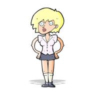 cartoon surprised woman with hands on hips N4