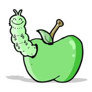 cartoon bug eating apple N6