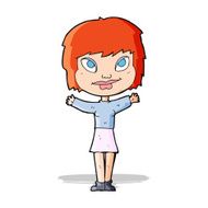 cartoon woman waving arms N9