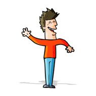 cartoon happy man waving N17