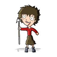 cartoon crazy woman with spear N5