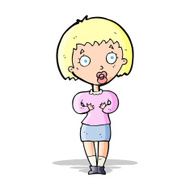 cartoon woman making Who Me? gesture N15