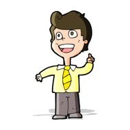 cartoon school boy raising hand N4