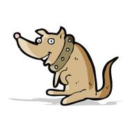 cartoon happy dog in big collar N4