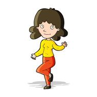 cartoon friendly woman waving N25