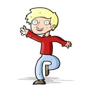 cartoon excited boy dancing N3