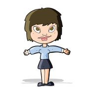 cartoon woman with open amrs N4