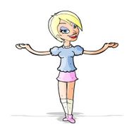 cartoon woman making open arm gesture N4