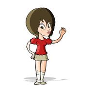 cartoon pretty woman waving N35