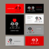 Set of business cards couple in love together