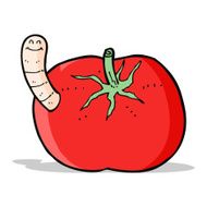 cartoon tomato with worm N3