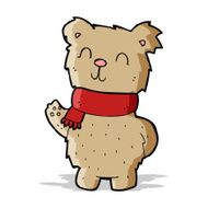 cartoon waving teddy bear N21