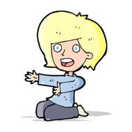 cartoon shocked woman on knees N3