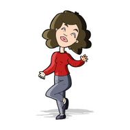 cartoon happy woman dancing N5