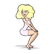 cartoon sitting woman in dress N5