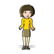 cartoon woman shrugging shoulders N191