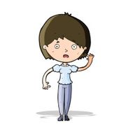 cartoon waving woman N58