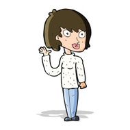 cartoon waving woman N59