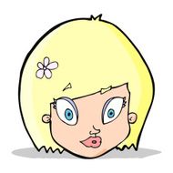 cartoon happy female face N67
