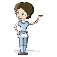 cartoon woman in maid costume N4